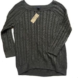 American Eagle Cable Knit Sweater Small Gray NWT